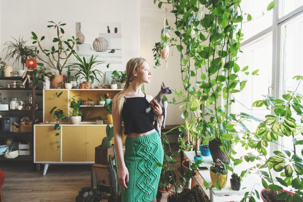 woman and her plants