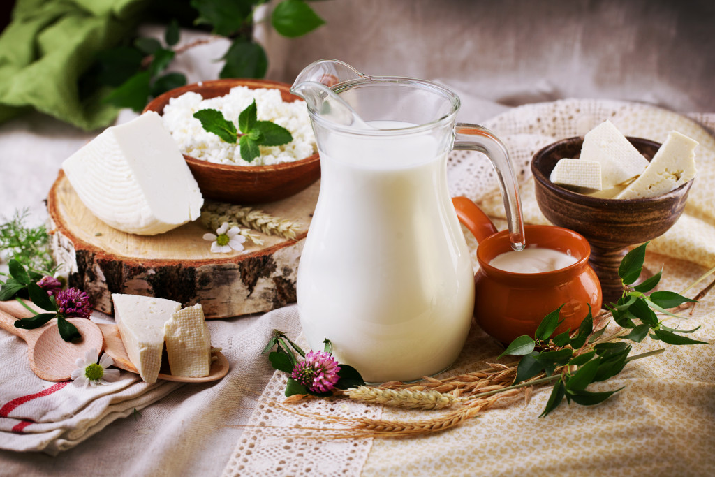 dairy products prepared for consumption on top of a table