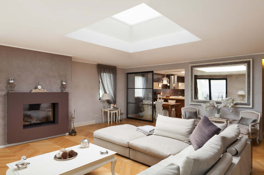 A beautiful apartment with a skylight as the light source